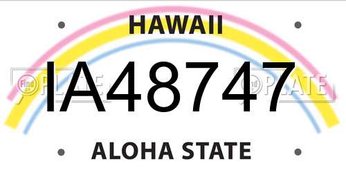 IA48747 Hawaii License Plate