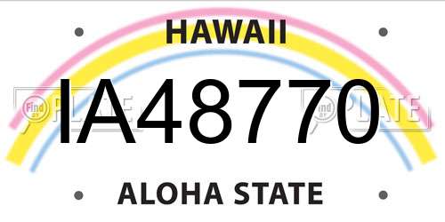 IA48770 Hawaii License Plate