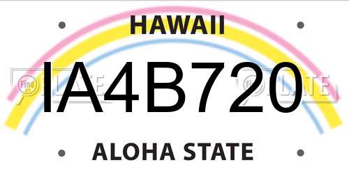 IA4B720 Hawaii License Plate