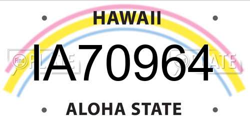 IA70964 Hawaii License Plate