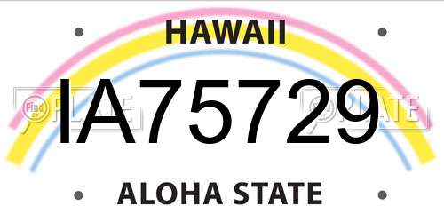IA75729 Hawaii License Plate