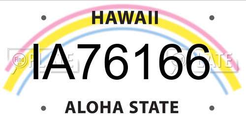 IA76166 Hawaii License Plate