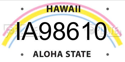 IA98610 Hawaii License Plate