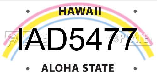 IAD5477 Hawaii License Plate