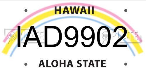 IAD9902 Hawaii License Plate