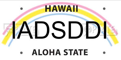 IADSDDI Hawaii License Plate