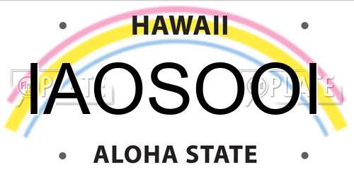 IAOSOOI Hawaii License Plate