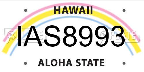 IAS8993 Hawaii License Plate