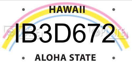 IB3D672 Hawaii License Plate