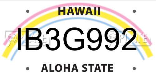IB3G992 Hawaii License Plate