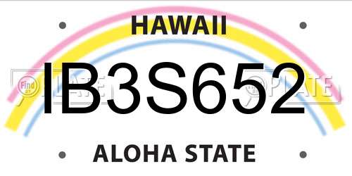 IB3S652 Hawaii License Plate