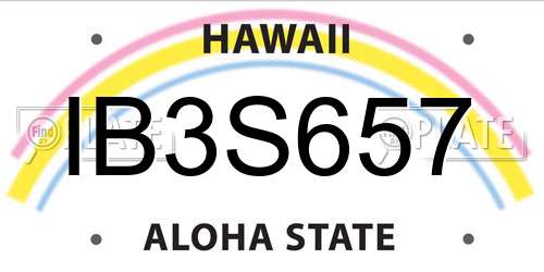 IB3S657 Hawaii License Plate