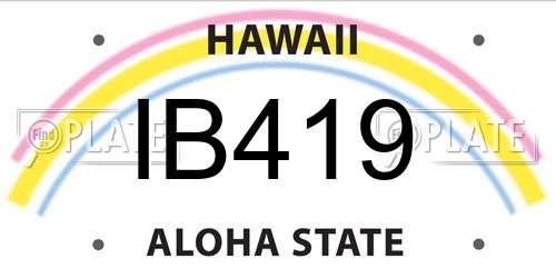 IB419 Hawaii License Plate