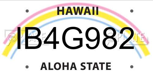 IB4G982 Hawaii License Plate