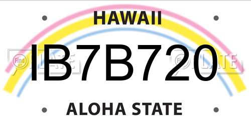 IB7B720 Hawaii License Plate