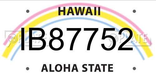 IB87752 Hawaii License Plate