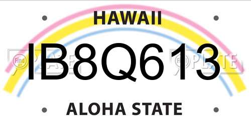 IB8Q613 Hawaii License Plate
