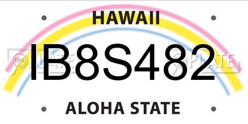 IB8S482 Hawaii License Plate