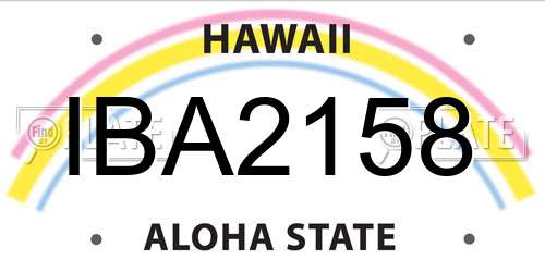 IBA2158 Hawaii License Plate