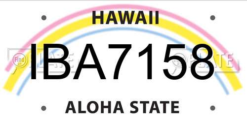 IBA7158 Hawaii License Plate