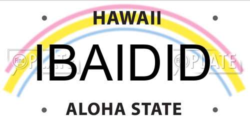 IBAIDID Hawaii License Plate