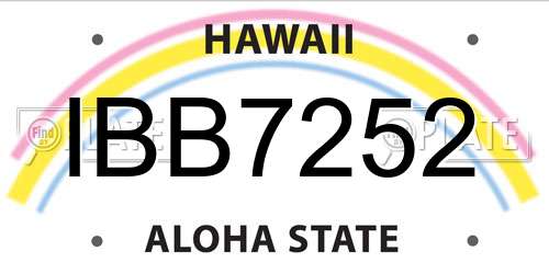 IBB7252 Hawaii License Plate