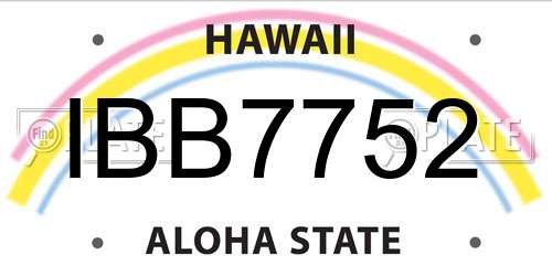 IBB7752 Hawaii License Plate