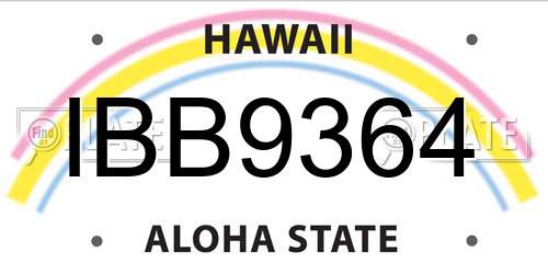 IBB9364 Hawaii License Plate