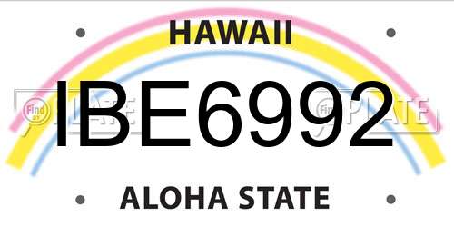 IBE6992 Hawaii License Plate