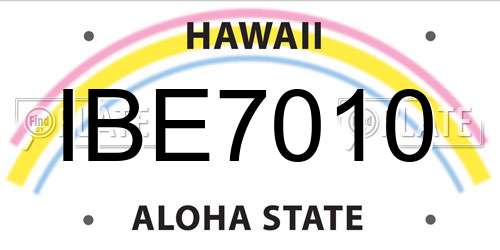IBE7010 Hawaii License Plate