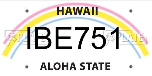 IBE751 Hawaii License Plate