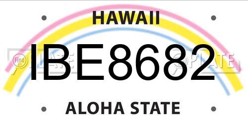 IBE8682 Hawaii License Plate