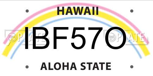 IBF57O Hawaii License Plate