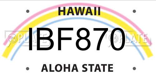IBF870 Hawaii License Plate