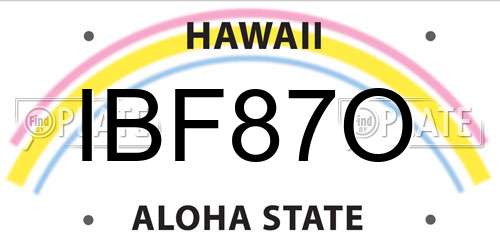 IBF87O Hawaii License Plate