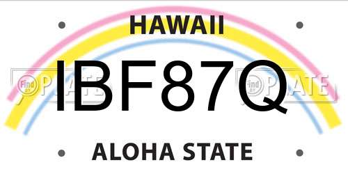 IBF87Q Hawaii License Plate