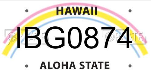 IBG0874 Hawaii License Plate