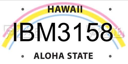 IBM3158 Hawaii License Plate