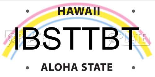 IBSTTBT Hawaii License Plate