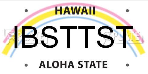 IBSTTST Hawaii License Plate