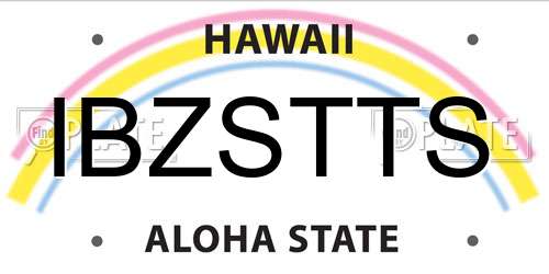 IBZSTTS Hawaii License Plate