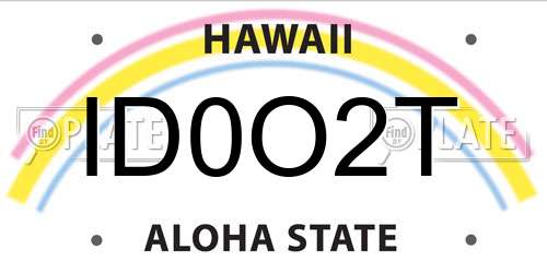 ID0O2T Hawaii License Plate