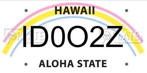 ID0O2Z Hawaii License Plate