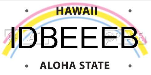 IDBEEEB Hawaii License Plate