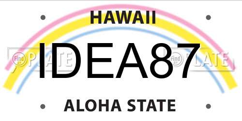 IDEA87 Hawaii License Plate