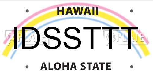 IDSSTTT Hawaii License Plate