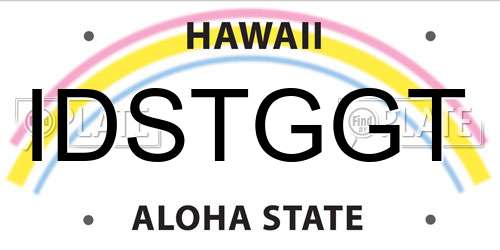 IDSTGGT Hawaii License Plate