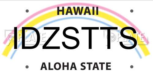 IDZSTTS Hawaii License Plate