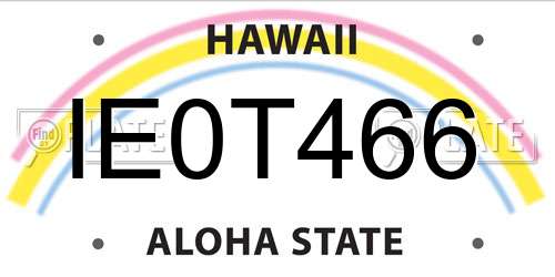 IE0T466 Hawaii License Plate