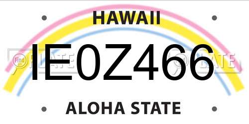 IE0Z466 Hawaii License Plate